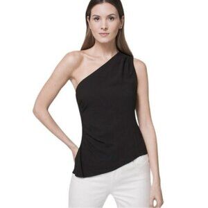 White House Black Market One-Shoulder Bodice Black Stretch Top Size XS